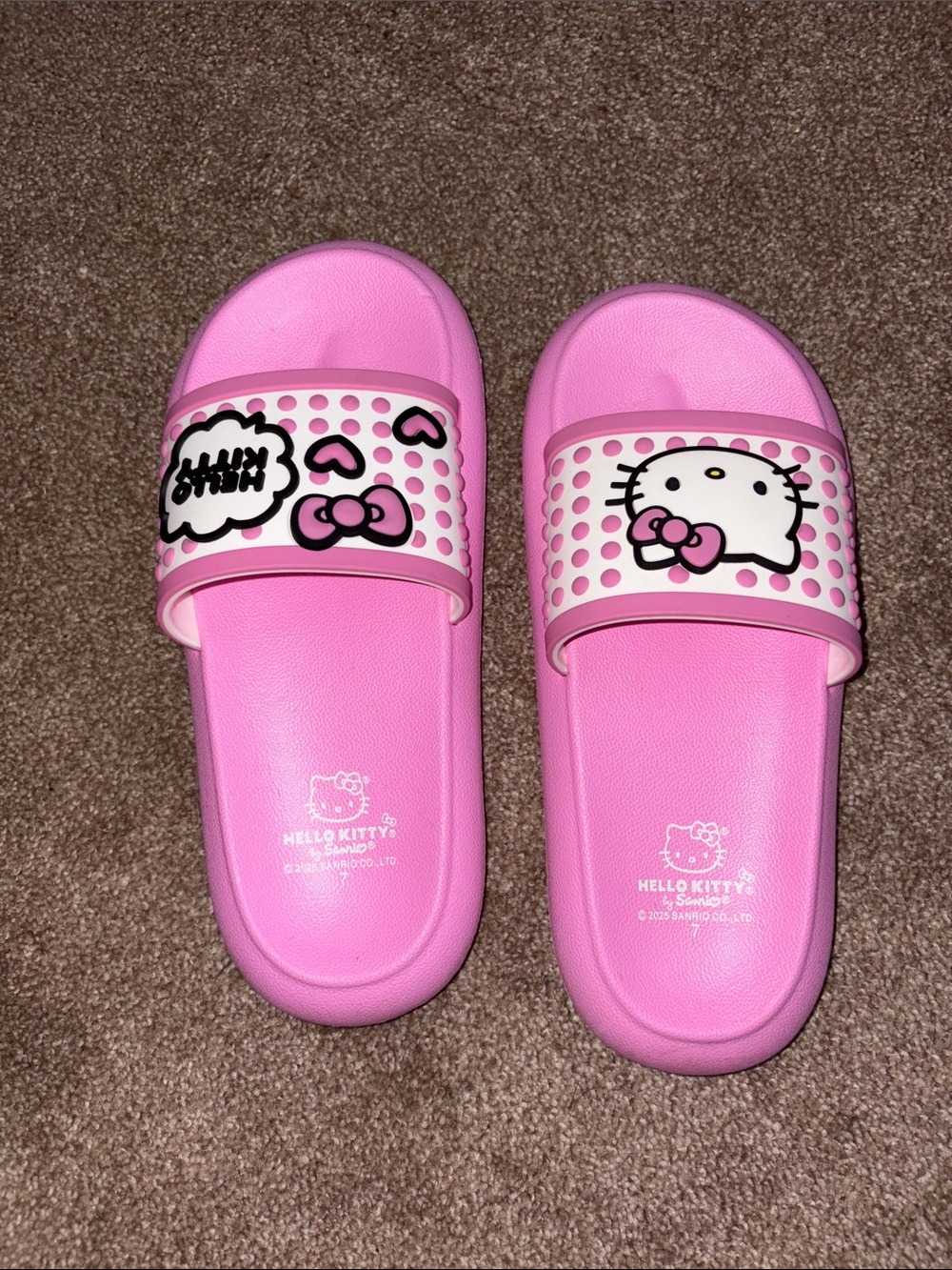 Hello Kitty Pink Kids Slide Sandals with Character Print
